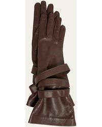 Saint Laurent - Aviator Strappy Leather Gloves - Lyst