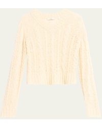Vince - Textured Wool-blend Cable-knit V-neck Sweater - Lyst