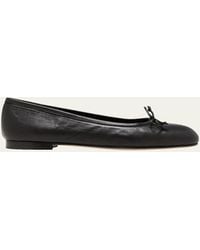 Manolo Blahnik - Veralli Leather Bow Ballerina Flats - Lyst