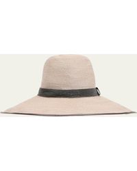 Brunello Cucinelli - Round Raffia Sun Hat With Monili Band - Lyst