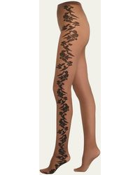 Wolford - Sheer Floral Intarsia Tights - Lyst