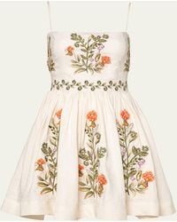 Agua Bendita - Sapucai Cultivo Embroidered Linen Mini Dress - Lyst