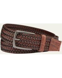 W. Kleinberg - Woven Leather Stretch Belt With Crocodile Trim - Lyst