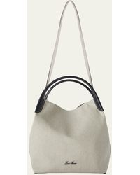 Loro Piana - Large Bale Canvas & Leather Shoulder Bag - Lyst