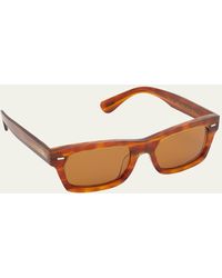 Oliver Peoples - Amber Acetate & Crystal Rectangle Sunglasses - Lyst