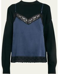 Monse - Lace Cami Overlay Wool Sweater - Lyst