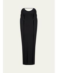 Halston - Cowl-Neck Jersey Cape Evening Gown - Lyst