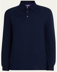 Ralph Lauren - Cotton And Cashmere Long-Sleeve Polo Shirt - Lyst