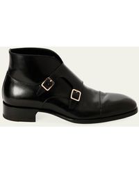 Tom Ford - Double-monk Strap Leather Ankle Boots - Lyst