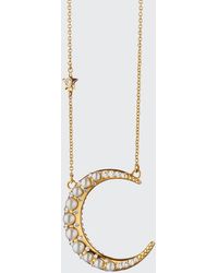 Monica Rich Kosann - 18k Pearl & Diamond Crescent Moon Necklace - Lyst