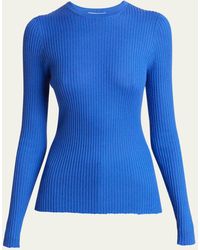 Gabriela Hearst - Browning Long-sleeve Crewneck Cashmere-silk Knit Sweater - Lyst