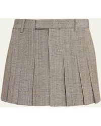 Bottega Veneta - Knotted Melange Pleated Mini Skirt - Lyst