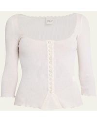 Chloé - Lace-Trim Ribbed Button Top - Lyst