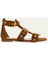 Gianvito Rossi - Suede Buckle And Grommet Gladiator Sandals - Lyst
