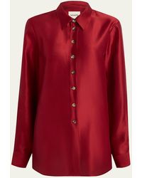 KHAITE - Auryn Button-Down Twill Top - Lyst