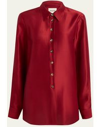 KHAITE - Auryn Button-Down Twill Top - Lyst