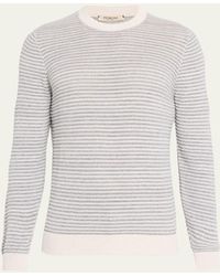 FIORONI CASHMERE - Stripe Knit Crewneck Sweater - Lyst