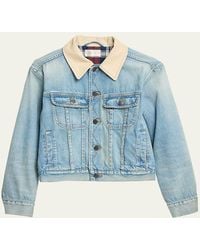 The Row - Joras Crop Denim Jacket With Corduroy Collar - Lyst