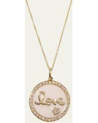 Sydney Evan - 14k Gold Love Medallion Necklace W/ Enamel & Diamonds - Lyst