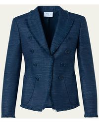 Akris Punto - Indian Silk Fringed Double-Breasted Blazer Jacket - Lyst