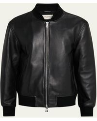 Officine Generale - Christo Full-Zip Leather Bomber Jacket - Lyst