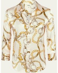 L'Agence - Dani Multi Chain Printed Silk Blouse - Lyst