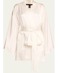 Kiki de Montparnasse - Fringe-trim Silk Mini Kimono Robe - Lyst