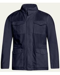 Herno - Cotton Concealed-Zip Safari Jacket - Lyst