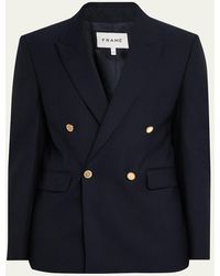 FRAME - Double-Breasted Wool Blazer Jacket - Lyst