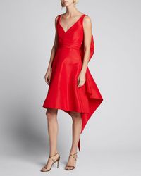 Carolina Herrera Faille Bow-back Sleeveless Dress - Red