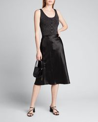 Prabal Gurung Metallic-knit Button-front Tank - Gray