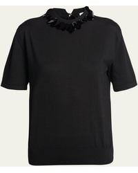 Jil Sander - Knit T-shirt With Sequined Collar - Lyst