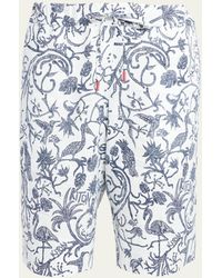 Kiton - Linen Floral-print Drawstring Shorts - Lyst