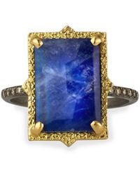 Armenta Old World Lapis/blue Moonstone Rectangular Ring W/ Diamonds, Size 6.5 - Metallic