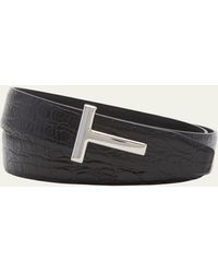 Tom Ford - Signature T Reversible Leather Belt - Lyst