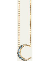 Monica Rich Kosann - Mini Crescent Moon Necklace With White Diamonds - Lyst