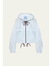 Prada - Cropped Re-Nylon Hooded Zip Jacket - Lyst