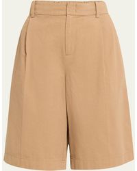 Vince - Washed Cotton Pleated Wide-leg Shorts - Lyst