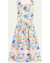 Carolina Herrera - Floral-print Midi Dress With Organza Detail - Lyst