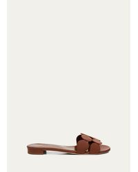 Manolo Blahnik - Circle-Cut Leather Slide Sandals - Lyst