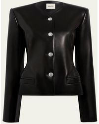 KHAITE - Nara Leather Single-Breasted Collarless Jacket - Lyst