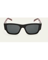 Prada - Triangle Logo Bicolor Rectangle Sunglasses - Lyst