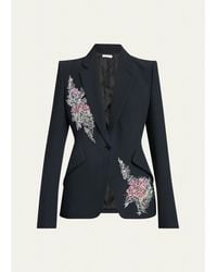 McQueen - Crystal Embroidered Single-Breasted Blazer Jacket - Lyst