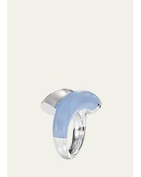 Tabayer - 18K Diamond And Chalcedony Bypass Ring - Lyst