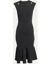 Givenchy - Flounce Midi Dress With Embellished Shoulder Detail - Lyst