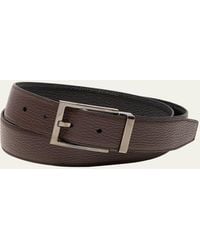 Ferragamo - Double Adjustable Square-Buckle Leather Belt - Lyst