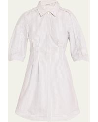 Jonathan Simkhai - Percy Puff-sleeve Point-collar Cotton Structured Mini Shirtdress - Lyst