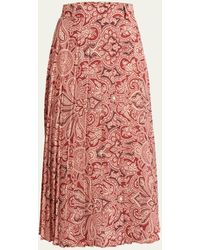 Etro - Paisley-print Pleated Midi Skirt - Lyst