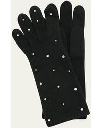 Portolano - Jersey-knit Cashmere Gloves With Crystals - Lyst