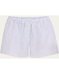 Andine - Gigi Striped Lace-trim Cotton Boxer Shorts - Lyst